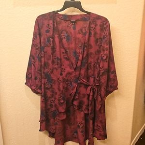 Skull pattern wrap around blouse